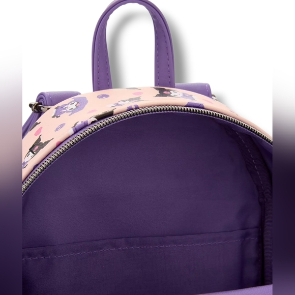 Loungefly Sanrio Kuromi Hoodie Outfit Mini Backpack 💜 New - Picture 3 of 12